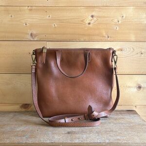 Madewell Cognac Leather Too Zip Crossbody Satchel